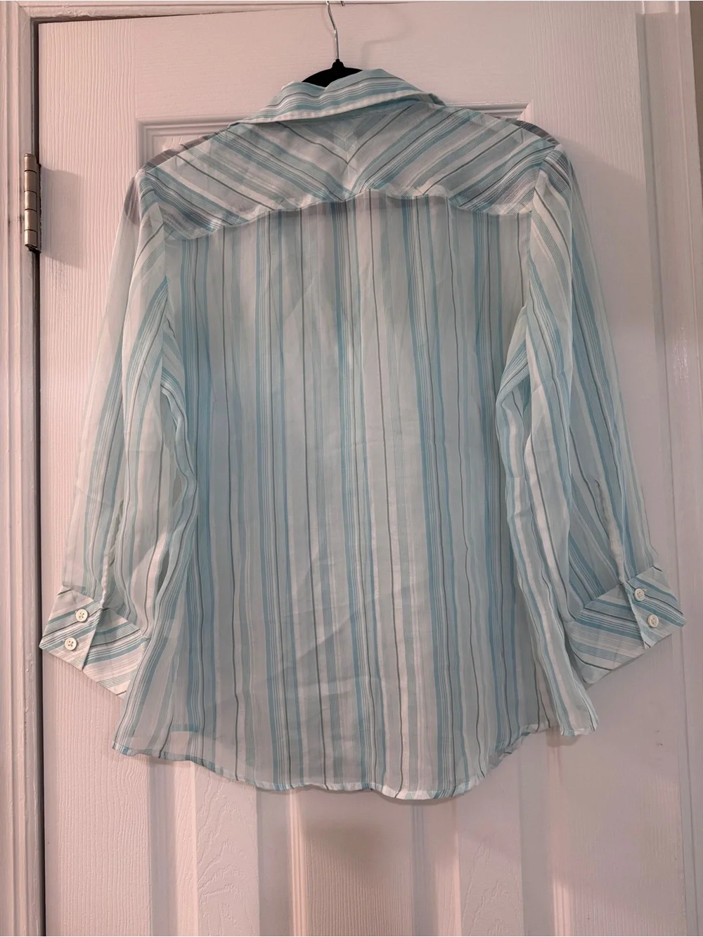 Banana Republic Light Blue and White Striped Dress Shirt